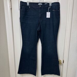 Jessica Simpson Women’s Dark Blue Wash Denim Jeans Flare Raw Fray Hems Size 22W